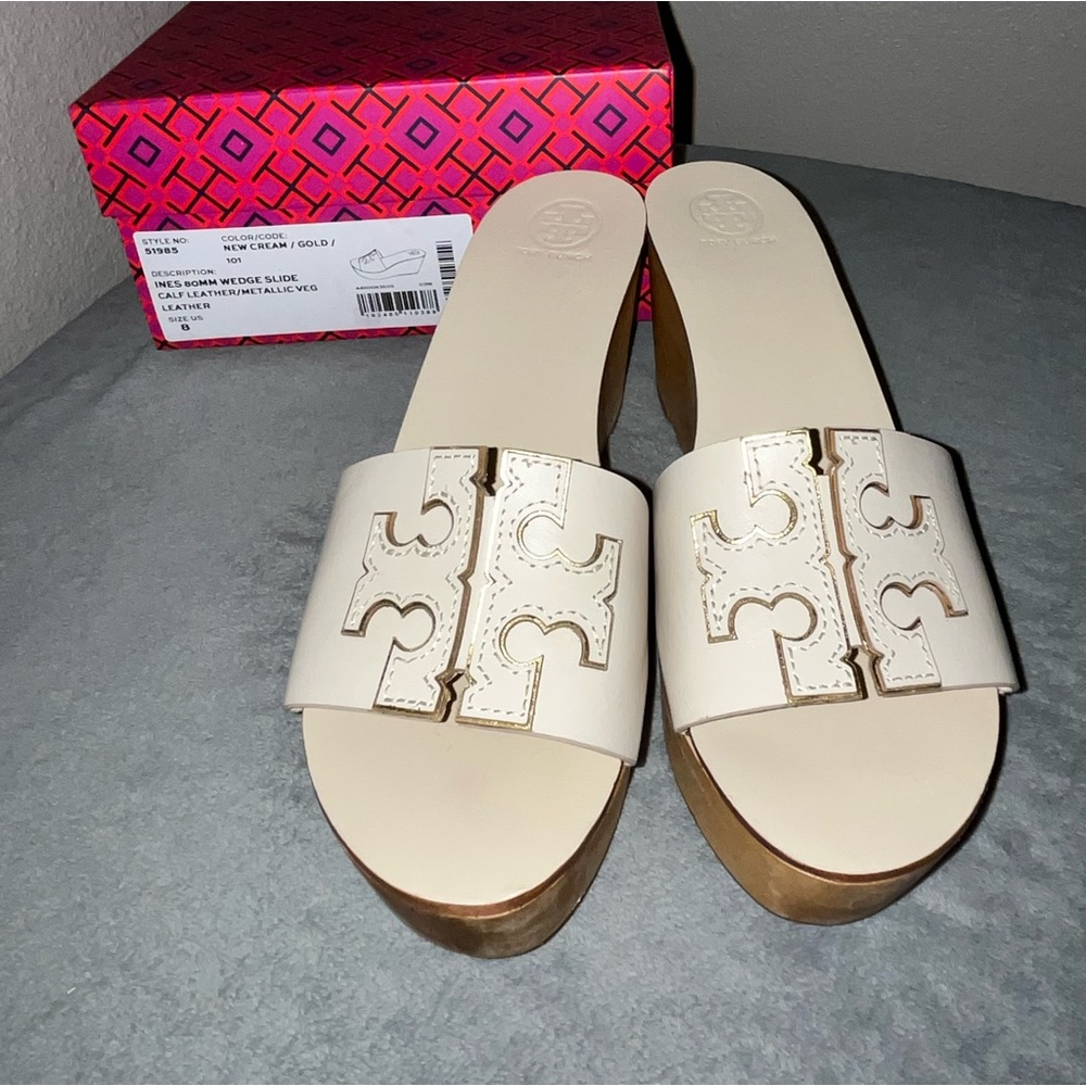 Tory Burch wood wedge slide